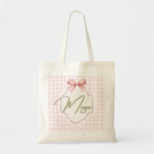 Personalisiert Maya Baby Girl Kinderzimmer Bow&Gin Tragetasche (Vorne)