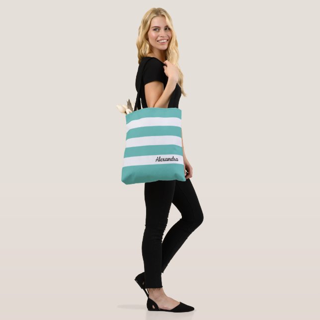 Personalisiert Med. Dunkle Turqouise Stricktote Ta (Am Model)