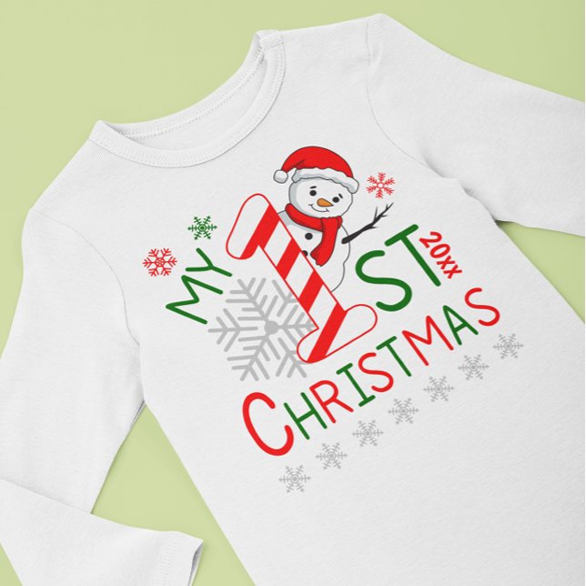 Personalisiert mein erstes WeihnachtsOutfit Snowma Baby Strampler (Personalized My First Christmas Outfit Snowman Baby Bodysuit)