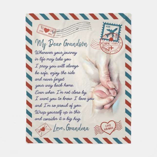 Personalisiert mein lieber Grandson Blanket beten  Fleecedecke (Vorderseite)