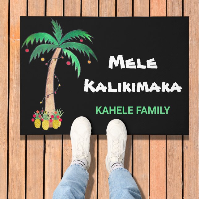 Personalisiert Mele Kalikimaka Weihnachtspalme Fußmatte (Von Creator hochgeladen)