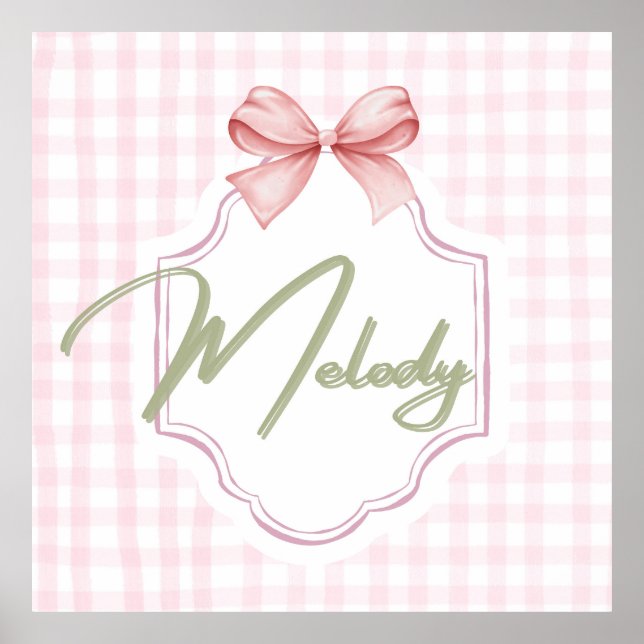 Personalisiert Melody Baby Girl Kinderzimmer Bow&G Poster (Vorne)