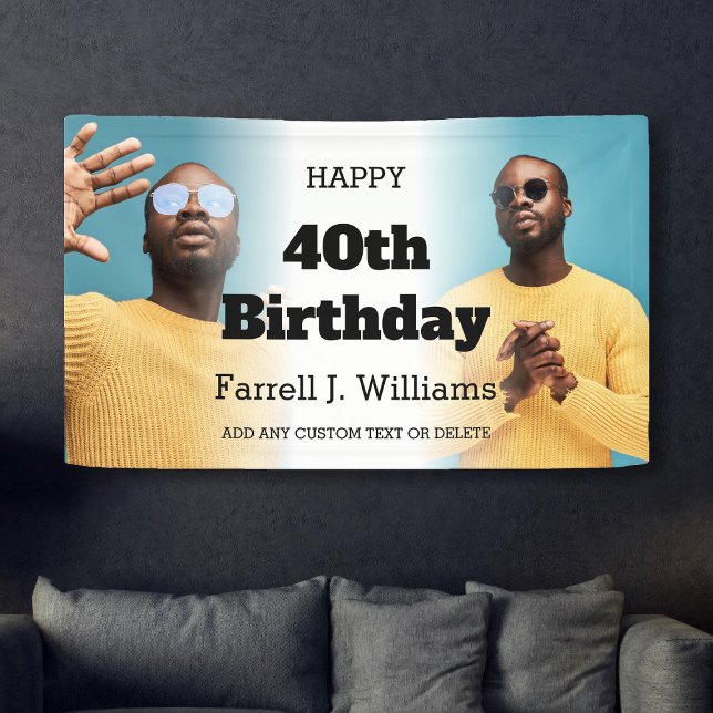Personalisiert Men Foto Collage 40. Geburtstag Par Banner (Personalized Men Photo Collage 40th Birthday Party Banner
)