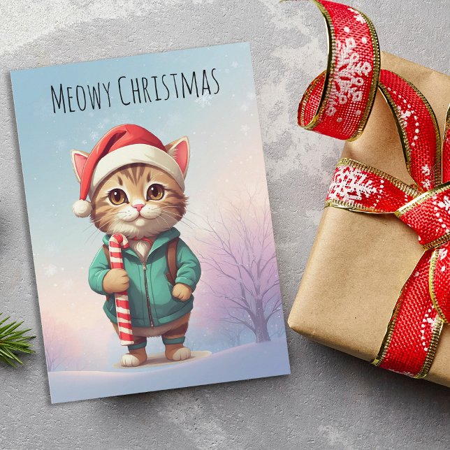 Personalisiert Meowy Christmas Funny Cat Feiertagskarte (Von Creator hochgeladen)