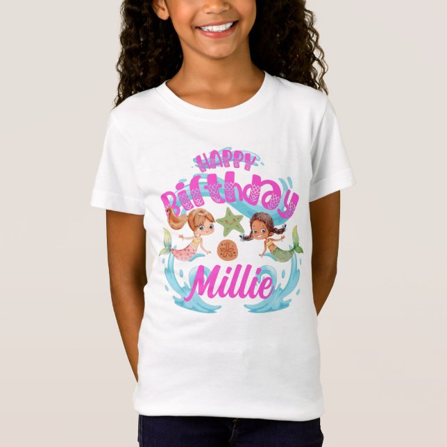 Personalisiert Mermaid Birthday Shirt (Vorderseite)