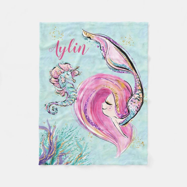 Personalisiert Mermaid Blanket Fleecedecke (Vorderseite)