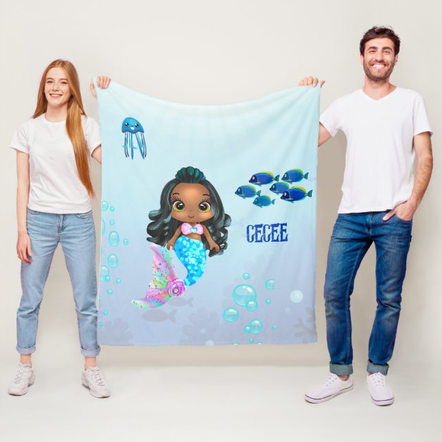 Personalisiert Mermaid Fleecedecke (Beispiel)