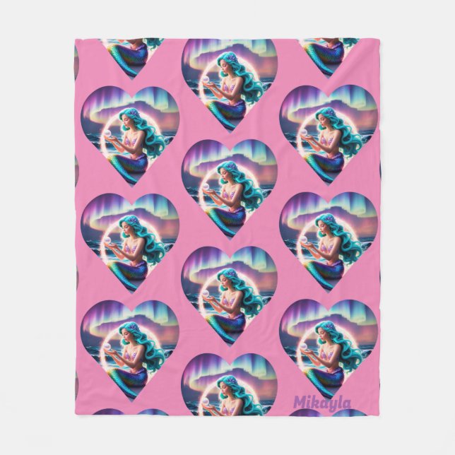 Personalisiert Mermaid Fleecedecke (Vorderseite)