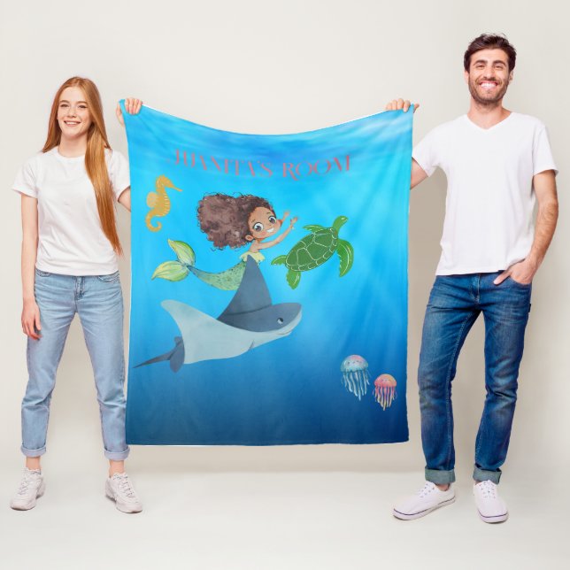 Personalisiert Mermaid Fleecedecke (Beispiel)