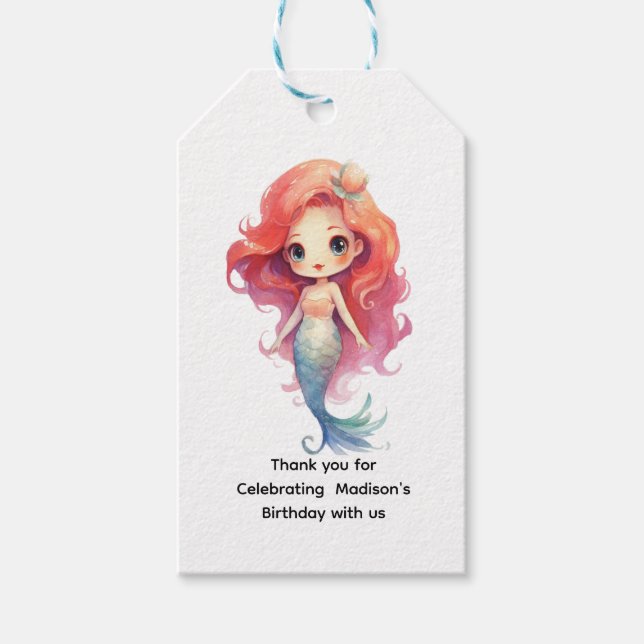 Personalisiert Mermaid Girls Birthday Gevor Geschenkanhänger (Vorderseite)