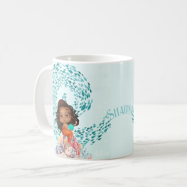 Personalisiert Mermaid Kaffeetasse (Vorderseite Links)