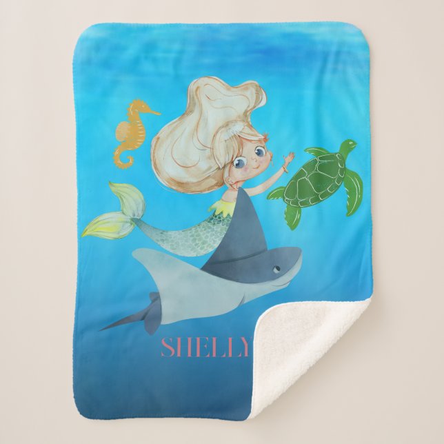 Personalisiert Mermaid Sherpadecke (Vorderseite)