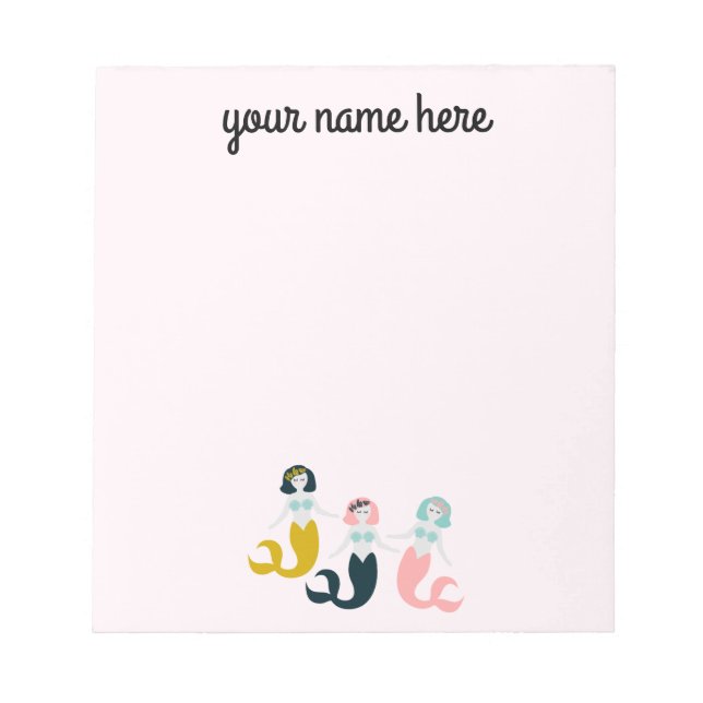 Personalisiert Mermaid Stationery Notepad Notizblock (Vorderseite)