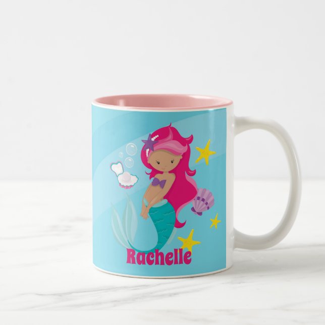 Personalisiert Mermaid Zweifarbige Tasse (Rechts)