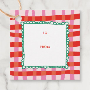 Personalisiert Merry and Bright Red Checkered Geschenkanhänger