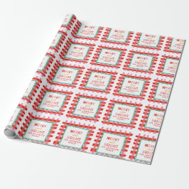 Personalisiert Merry and Bright Red Checkered Geschenkpapier