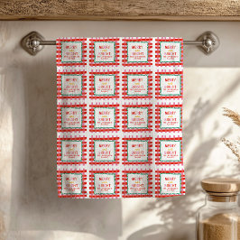 Personalisiert Merry and Bright Red Checkered Geschirrtuch