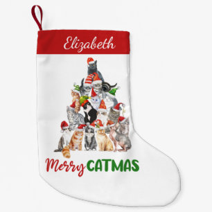 Personalisiert Merry Catmus Funny Cat Weihnachten Kleiner Weihnachtsstrumpf