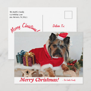 Personalisiert Merry Christmas Yorkie Terrier Post Postkarte