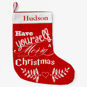 Personalisiert Merry Little Christmas Red White Kleiner Weihnachtsstrumpf