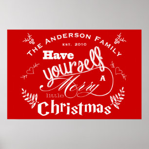 Personalisiert Merry Little Christmas Red White Poster