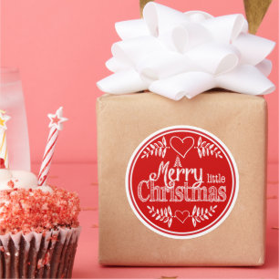 Personalisiert Merry Little Christmas Red White Runder Aufkleber