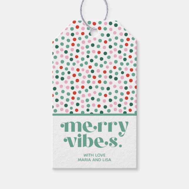 Personalisiert Merry Vibes Gift Tag Geschenkanhänger (Vorderseite)