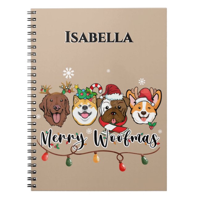Personalisiert Merry-Woofmas-Notebook Notizblock (Vorderseite)