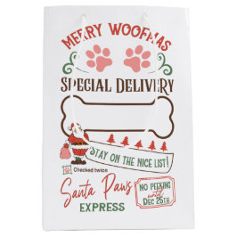 Personalisiert Merry Woofmas Santa Paws Express Mittlere Geschenktüte