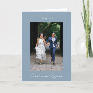 Personalisiert Message Foto Wedding Dusty Blue Dankeskarte