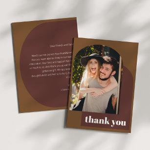 Personalisiert Message Retro 70er Brown Wedding Fo Dankeskarte