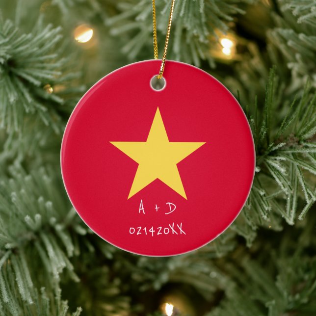 Personalisiert Message Vietnam Flag Xmas Ornament (Baum)