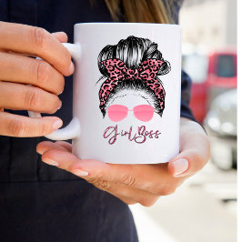 Personalisiert Messy Bun Girl Boss Kaffeemaschine Kaffeetasse