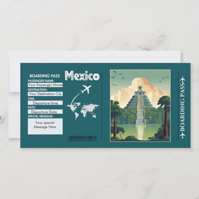 Personalisiert Mexico Travel Boarding Pass Card (Vorderseite)