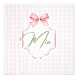 Personalisiert Mia Baby Girl Kinderzimmer Bow & Gi Fotodruck