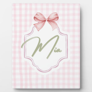 Personalisiert Mia Baby Girl Kinderzimmer Bow & Gi Fotoplatte