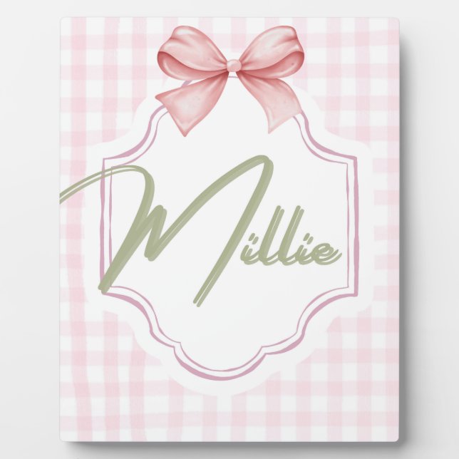 Personalisiert Millie Baby Girl Kinderzimmer Bow&G Fotoplatte (Vorderseite)