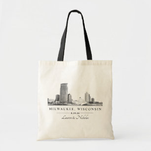 Personalisiert Milwaukee Skyline Wedding Willkomme Tragetasche