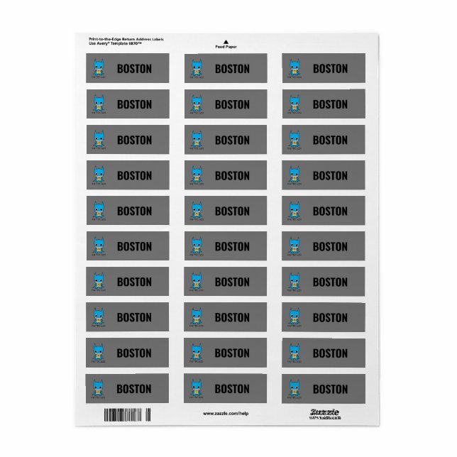 Personalisiert Mini Batman Kids' Labels (Vorne)