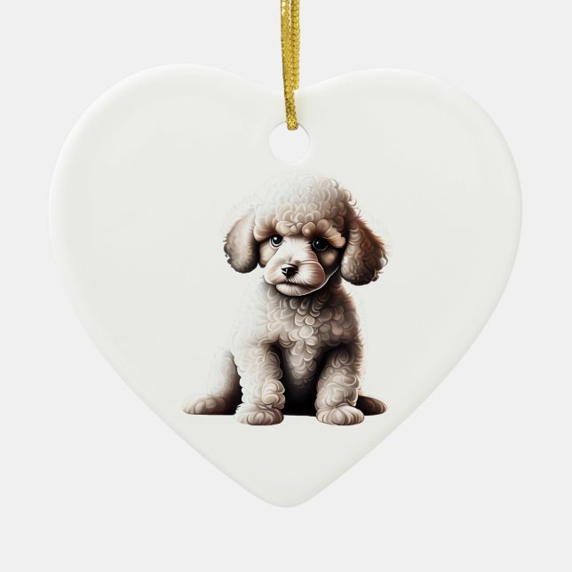 Personalisiert-Miniatur-Poodle-Welpe Keramik Ornament (Vorne)