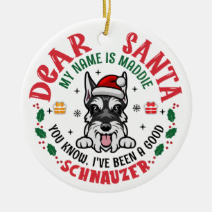 Personalisiert Miniatur Schnauzer Dog Weihnachten Keramik Ornament
