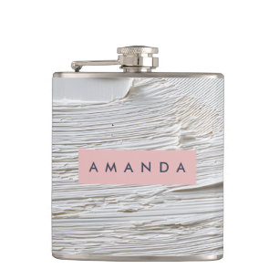 Personalisiert-Minimal-weiß-strukturiert Abstrakt Flachmann