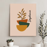 Personalisiert Minimalistische botanische Künstlicher Leinwanddruck<br><div class="desc">Mit diesem personalisiert minimalistischen Botanischen Leinenprint mit abstrakten Halbkreisen in warmen Tönen und einem zarten Pflanze-Motiv stärken Sie Ihren Platz. Dieses individuell gestaltbare Kunstwerk ist perfekt geeignet, um jedem Zuhause oder Büro eine Touch natürlicher Eleganz zu verleihen. Personalisieren Sie mit einem Namen oder Wort Ihrer Wahl, um eine maßgeschneiderte Wandkunst...</div>