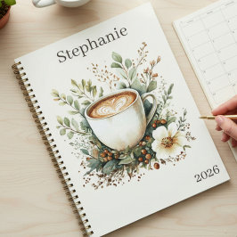 Personalisiert mit Blumen-Kaffee-Motiv Planer