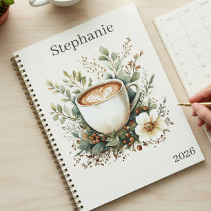 Personalisiert mit Blumen-Kaffee-Motiv Planer