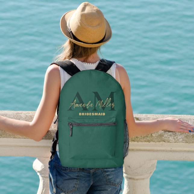 Personalisiert mit dem Namen Green Gold Modern Mon Bedruckter Rucksack (Von Creator hochgeladen)