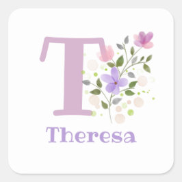 Personalisiert mit dem Namen Theresa und Erste Ini Quadratischer Aufkleber