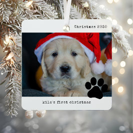 Personalisiert mit Foto Dog's ersten Weihnachten Ornament Aus Metall