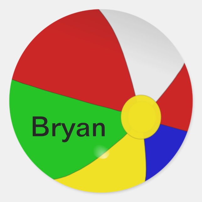Personalisiert mit Ihren Namen Beach Ball Sticker (Vorderseite)