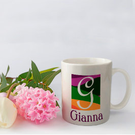 Personalisiert mit Monogramm auf geometrischem Hin Kaffeetasse